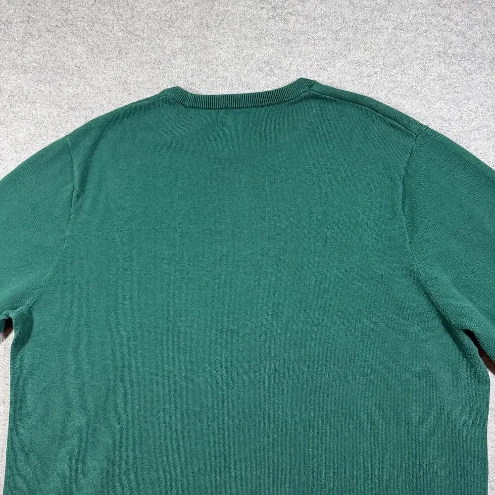J. Crew Sweater Mens XL Green Crew Neck Cotton Knit Pullover Preppy Casual